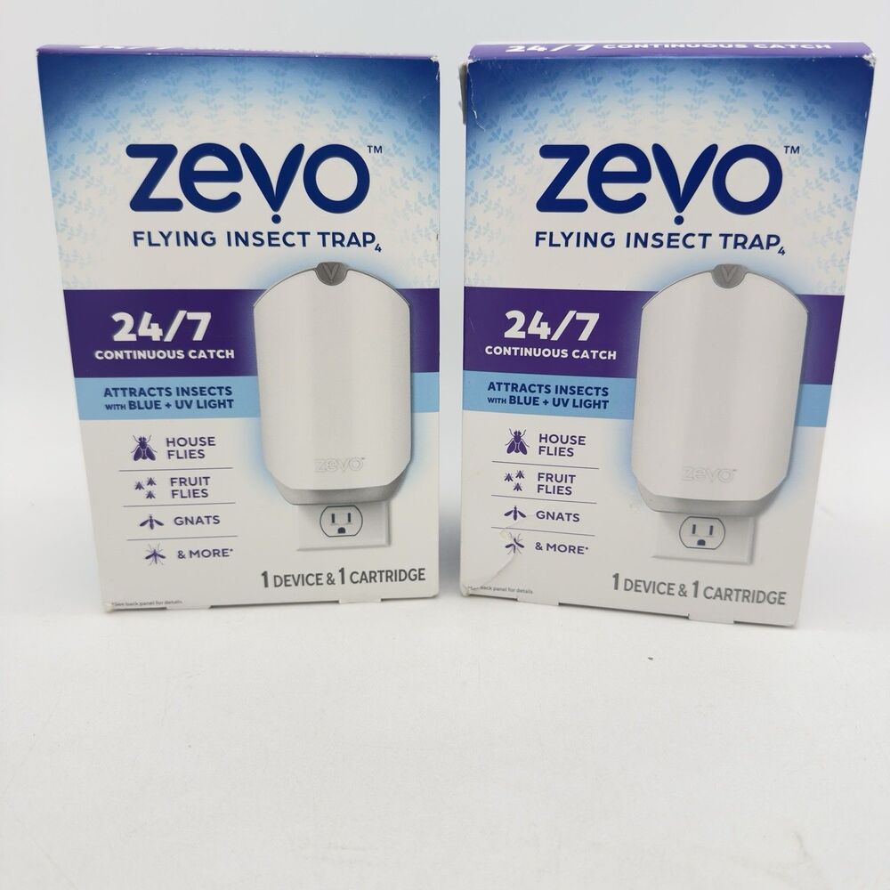 Zevo Flying Insect Trap (1 Plug in Device & 1 Cartridge) Featuring Blue UV Light